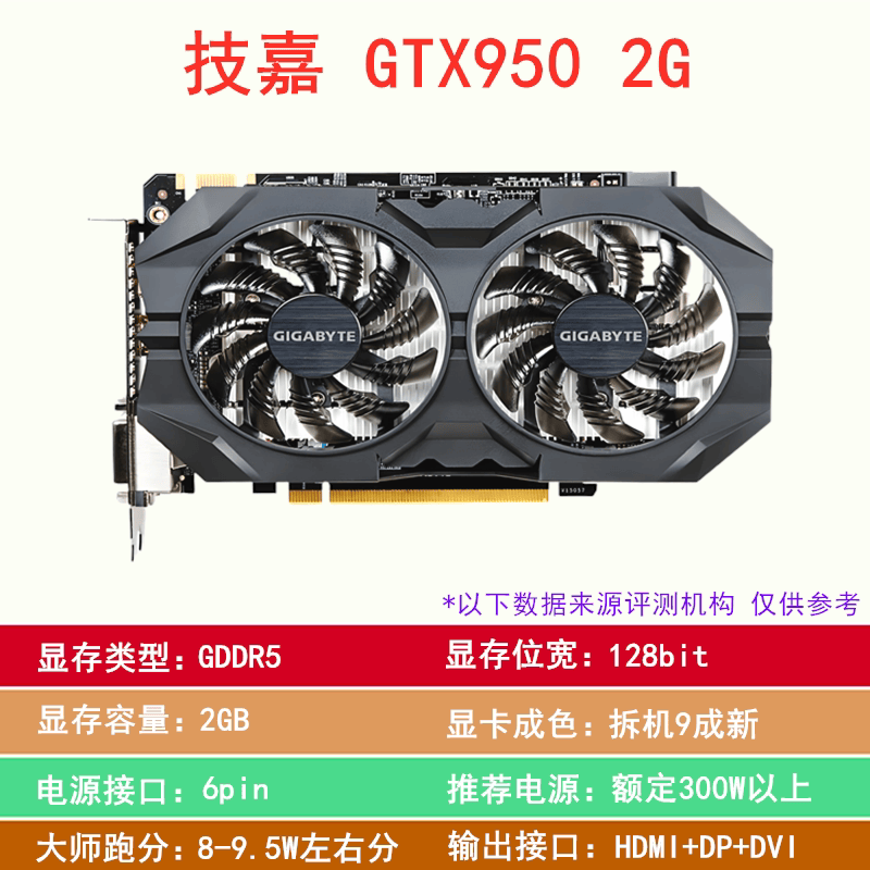 英伟达 NVIDIA七彩虹影驰华硕GTX750ti/950/960/1060-2G3G4G电脑游戏显卡二手 技嘉GTX950 2G双风扇-两年包换