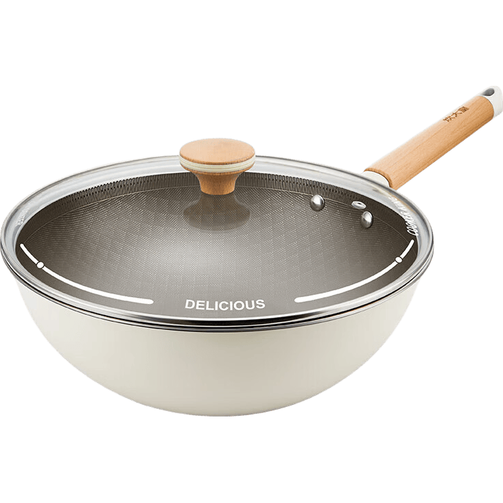 炊大皇炒锅有钛不粘锅无化学涂层家用不锈钢炒菜锅燃气电磁炉通用 【赠蒸屉】【无化学涂层】有钛不粘锅 28cm