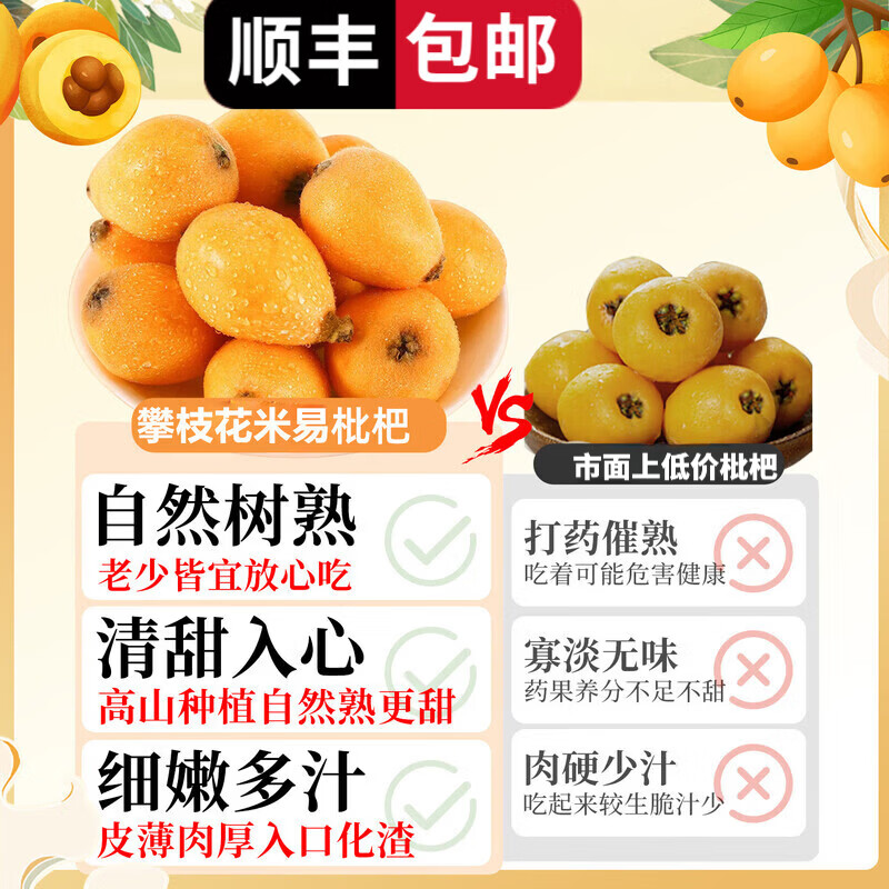 四川米易五星大枇杷水果礼盒高山现摘现发当季新鲜纯甜琵琶特大果 1.4斤礼箱装【90%品尝后选择5斤装】净重1斤  A+级商超果【单果20-30g】【JD顺丰多地次日达】