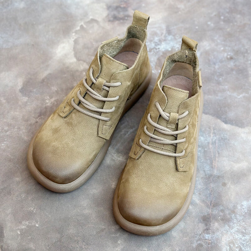 男士马丁靴复古英伦头层透气软皮软底系带短靴子 灰色 42