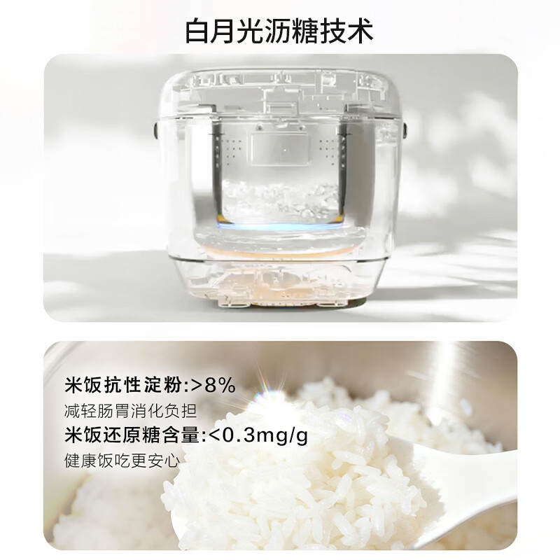 松下(Panasonic)电饭煲白月光低糖版电饭煲IH家用米汤分离电饭锅4-5人不锈钢0涂层0塑料内胆不粘锅一级能效4升 白月光 4L 【白月光系列】0涂层低糖饭