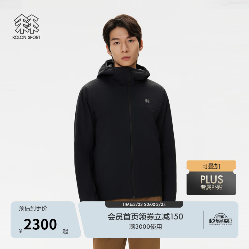 KOLON SPORT/可隆户外棉服 男士防泼水透湿防风防静电轻量夹克 LHPJ5WN079-BK 黑色 2XL 185/104A