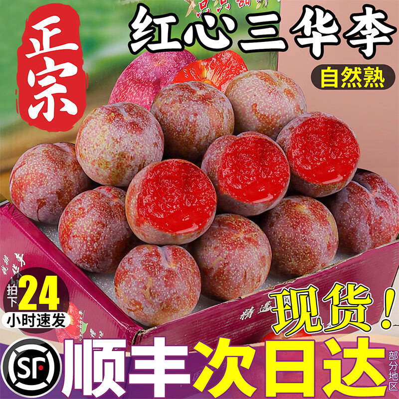 粤迎广东茂名钱排三华李【JD顺丰多地次日达】三月李脆甜当季新鲜现摘 4斤分享装【多人分享装-蕞蕞划算】净3.0斤 A+级精选果【30-40个/斤】清甜+辣椒盐