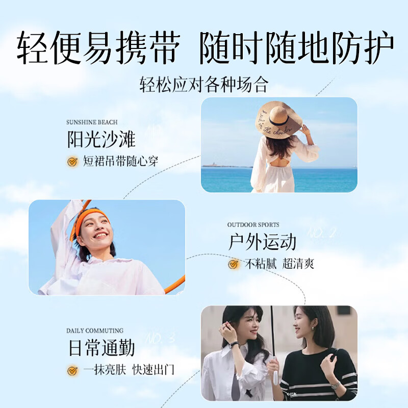 沝美博士（DR.ZHUIMER）水感轻透防晒霜女士50++++户外面部清爽水润美白女学生军训防晒露 美白防晒霜50g*2瓶