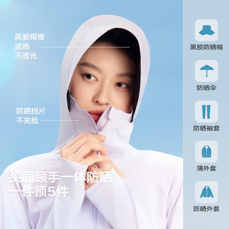 美力城冰盾收腰防晒衣女夏季简约风透气外套上衣女夏装602 浅紫 XL