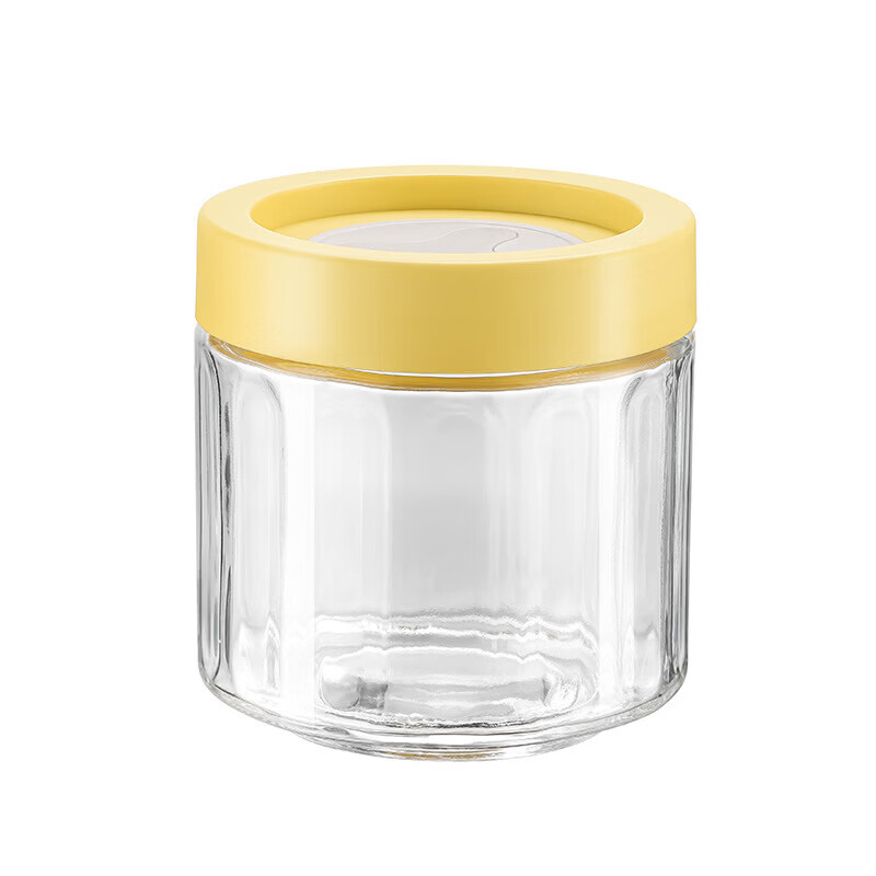 洋臣玻璃密封罐食品级储物罐防潮密封收纳罐厨房陈皮茶叶罐香料糖果罐 2个装【黄绿随机发】中号700ML