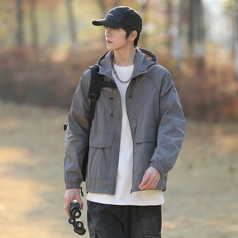 BEUNASLOER防晒衣男新款防紫外线夏季冰丝情侣宽松速干透气轻薄款女外套 深灰 S