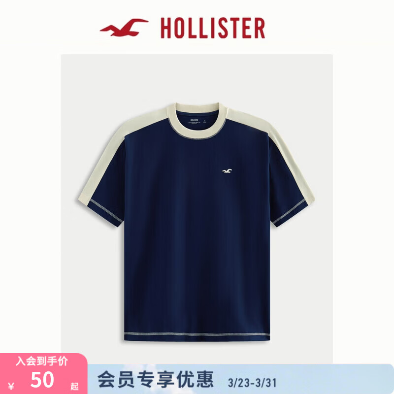 HOLLISTER小海鸥图案棉质重磅短袖T恤25夏男装324-5464 海军蓝 S (175/92A)