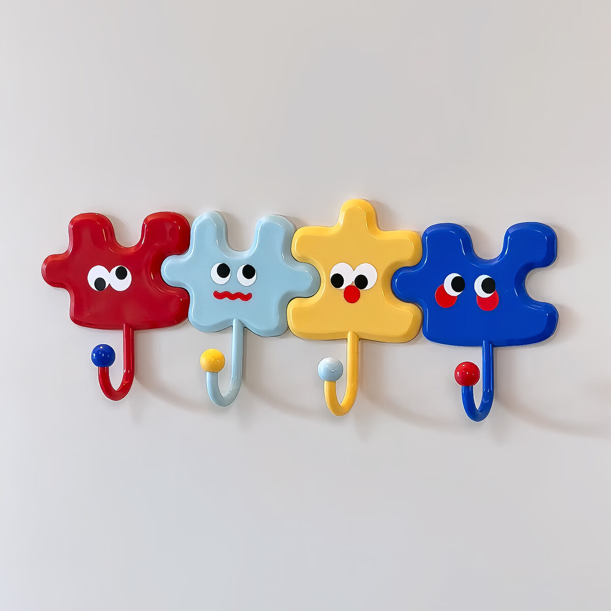 溥畔多巴胺拼图挂钩强力粘胶免打孔强力承重浴室厨房门后墙壁无痕粘钩 拼图挂钩1套[稳固不掉防水防潮]