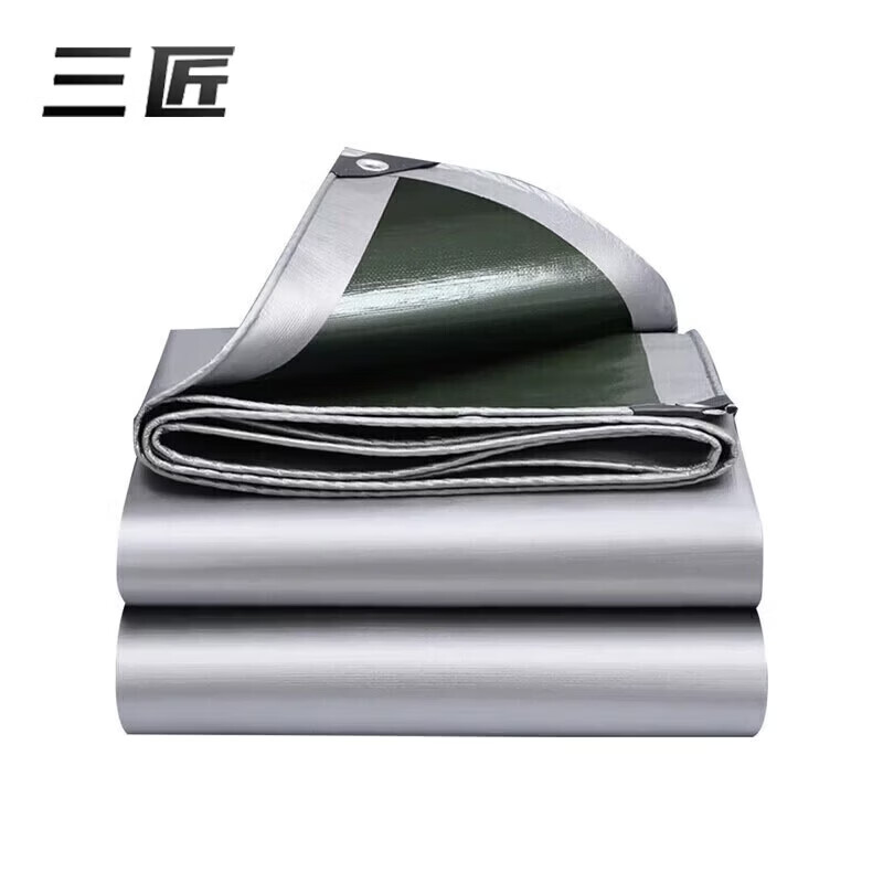 三匠加厚耐磨帆布篷布防雨布 绿银篷布2*3米 特厚180g SJ-A56