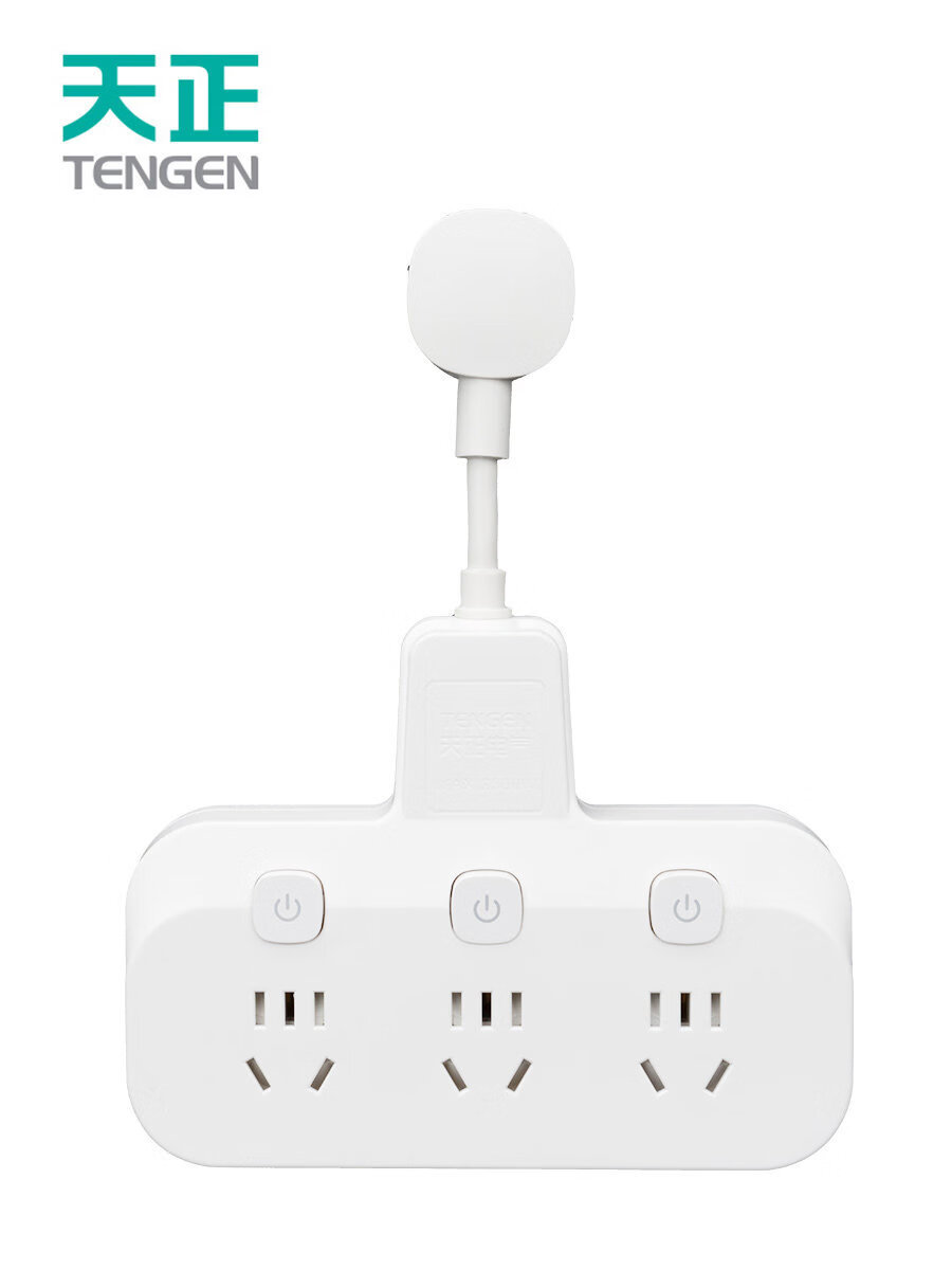 天正電氣（TENGEN）魔方插座有線插排開關(guān)多功能家用有線排插電源轉(zhuǎn)換器 TC-132Y（三位分控帶延長線