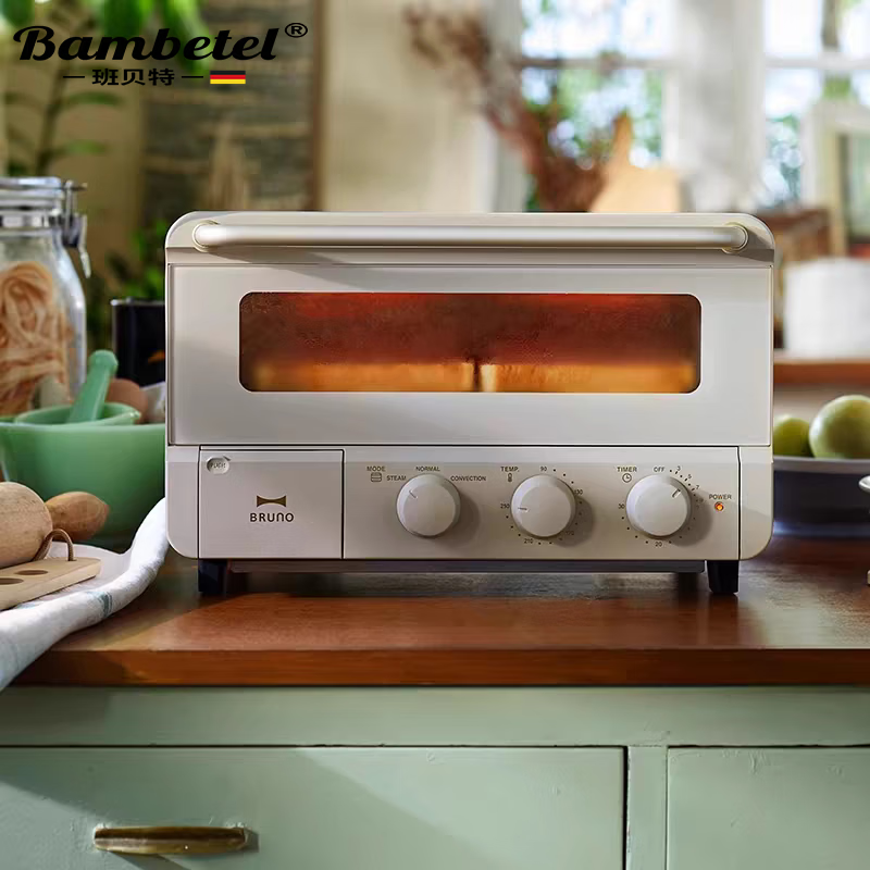 班贝特（BAMBETEL）德国品牌蒸汽烤箱空气炸锅家用电烤箱台式烘焙吐司机多功能家电微波炉家电蒸烤箱生活电器  深米黄泛浅金色 8L