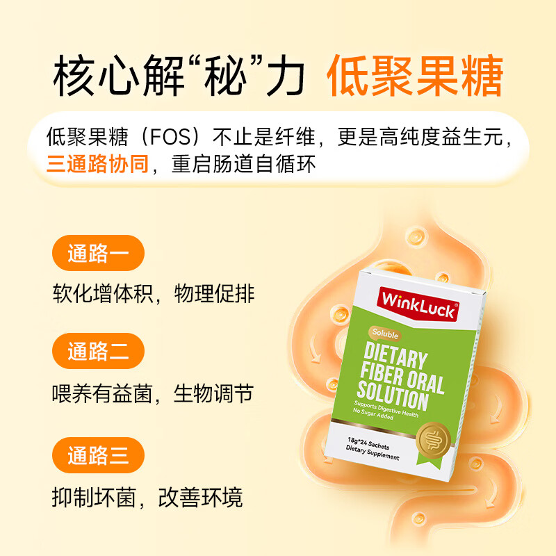 WinkLuck膳食纤维乳果糖口服溶液润肠通便益生元低聚果糖成人中老年人便秘 1盒 18g*24袋 【启动装】