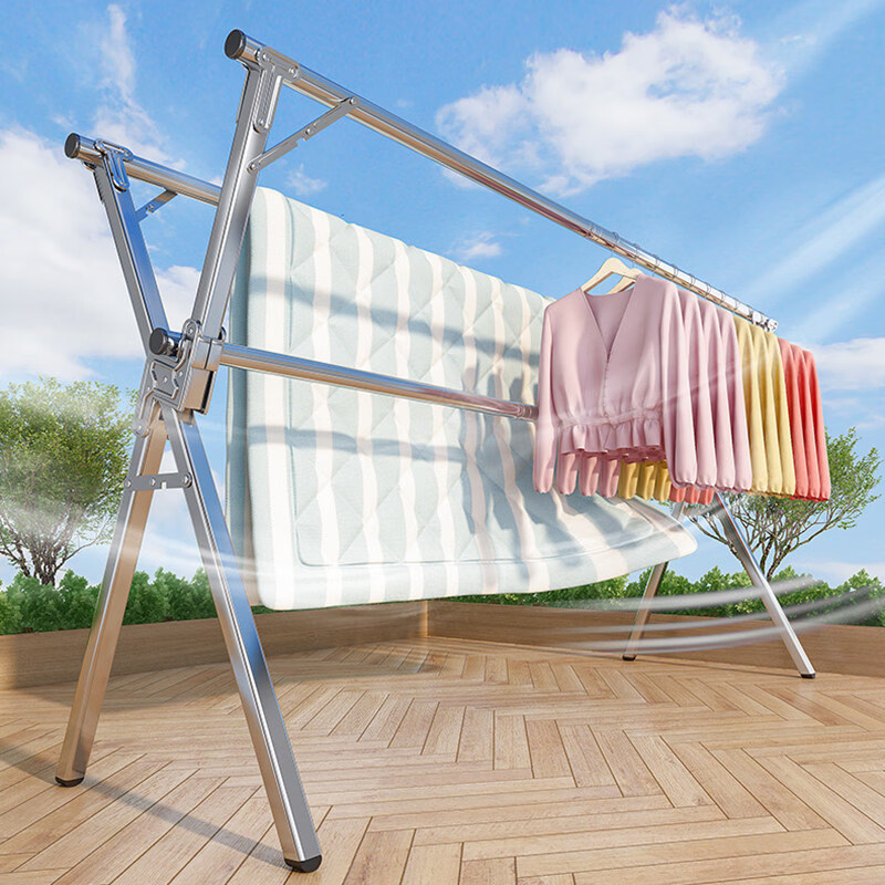 咏幻晾衣架落地不锈钢阳台室内外家用阳台折叠凉衣架晒衣架晒被子神器 【全钢马蹄脚_特粗_鞋架】五杆2.4米_送2035