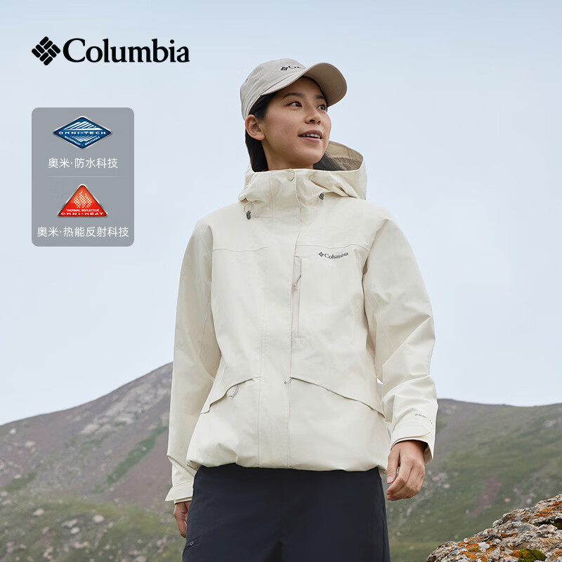Columbia【张婧仪同款】哥伦比亚户外女子抓绒内胆三合一防水冲锋衣XR2855 191 象牙白 L(165/88A)