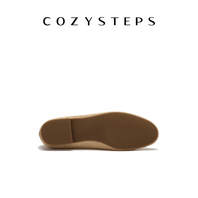COZY STEPS可至女士26春夏新款牛毛蝴蝶结薄底圆头浅口芭蕾单鞋女 沐日砂 35