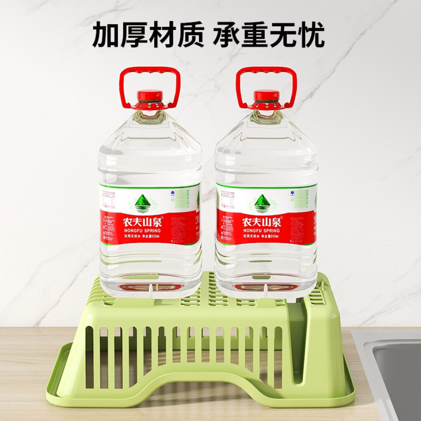 咏幻沥水碗盘架厨房碗碟收纳架水槽餐具置物架家用台面碗柜碗筷收纳盒 加厚款-绿色大号【速干沥水】