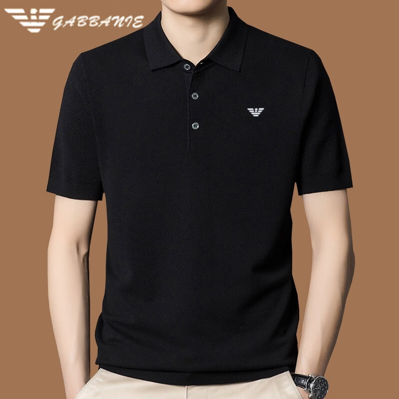 阿玛尼(ARMANI)正品夏季短袖t恤男士桑蚕丝翻领休闲纯色时尚薄款针织polo衫高端 十大奢侈品男装国际一线品牌白色 L 170_(适合体重120-130斤)