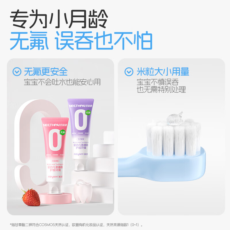 奶瓷派儿童牙膏0到3岁婴幼儿无氟3到6岁宝宝专用防蛀防龋可不吞咽牙膏 【0-5岁儿童牙膏】草莓啵啵65g