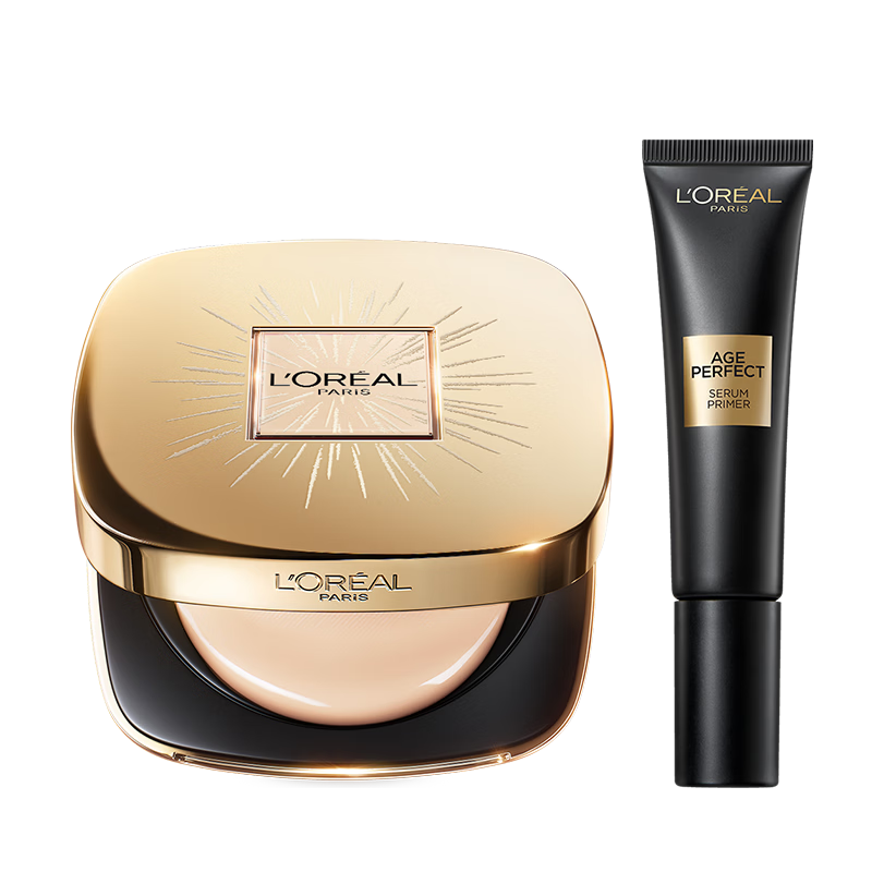 欧莱雅【田栩宁同款】烟花限定礼盒黑金气垫C20+黑金妆前乳生日礼物