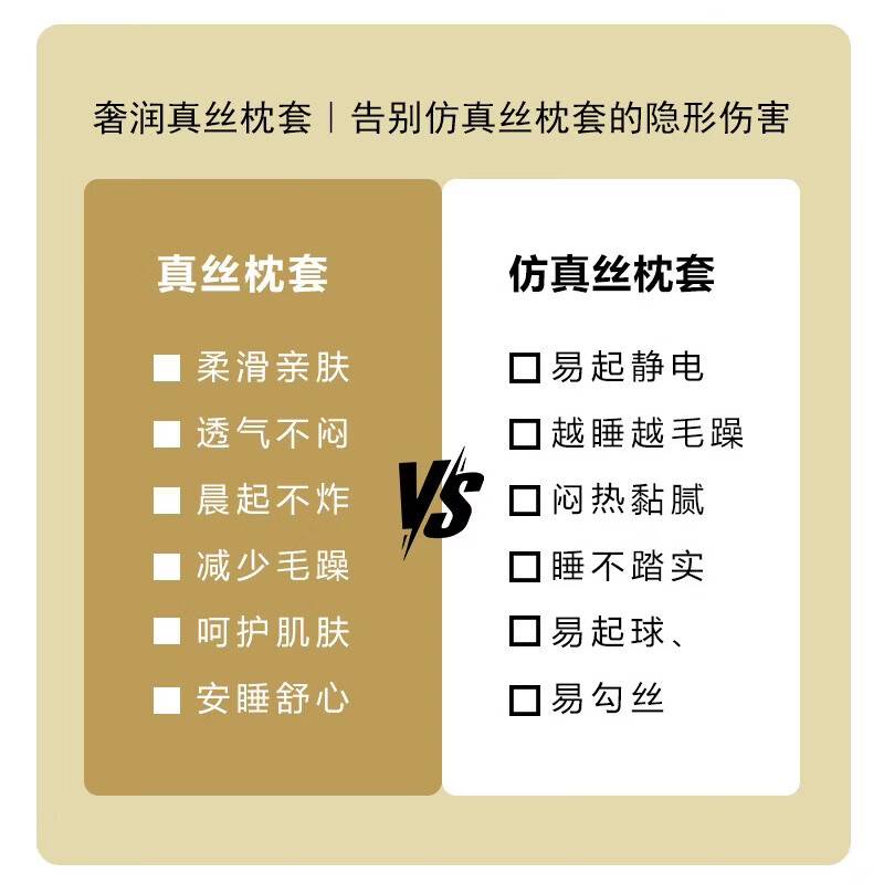 VTX正反面桑蚕丝真丝欧美外贸保护套枕头套高级感礼物枕套吸湿透气 真丝枕套-金黄