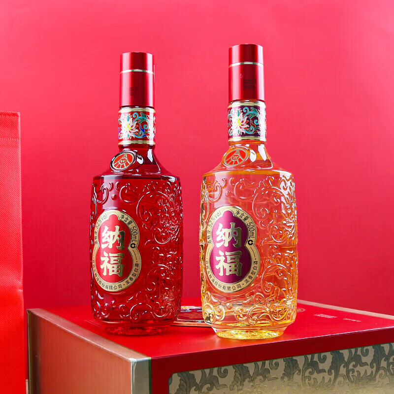 五粮浓香五粮液股份出品 纳福福运畅享礼盒装 52度浓香型白酒 500ml*2瓶 52度 500mL 2瓶