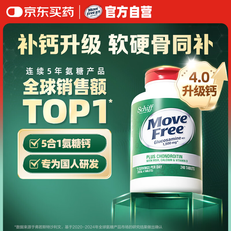 Move Free益节氨糖软骨素钙片240粒/瓶 拍1件369元,拍2件708元,拍3件1017元 - 线报酷 Move Free益节氨糖软骨素钙片240粒/瓶 拍1件369元,拍2件708元,拍3件1017元 - 线报酷