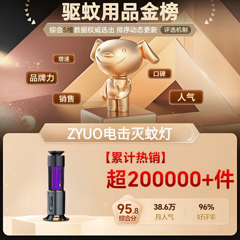 ZYUO日本灭蚊灯家用2026新款卧室用驱蚊神器灭蝇灯餐厅饭店商用强力电 插电款【黑灰色】 三档定时 夜灯照明 350㎡蚊蝇全灭净 光电灭蚊 静音无声