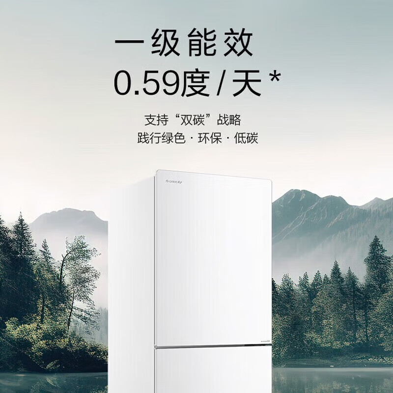 格力(GREE)晶弘冰箱290升-33℃深冻储鲜大冷冻空间节能变频一级能效 BCD-290WGJAG1BPDCA/典雅白