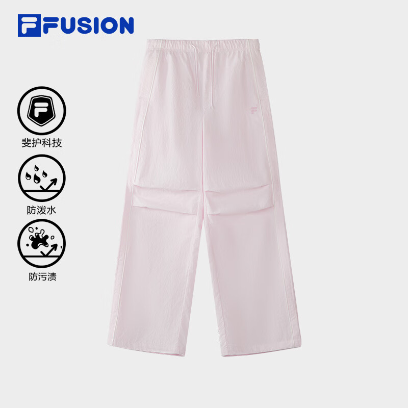 FILA FUSION斐乐潮牌梭织长裤女2026夏季新款时尚休闲宽松工装裤 浅棉花糖-PU L 170/70A/L