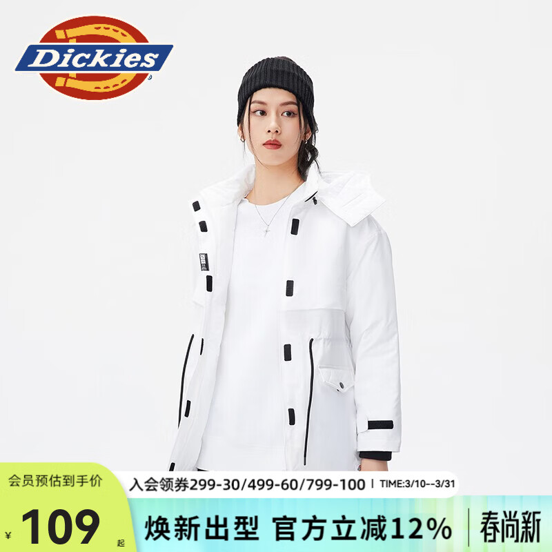 Dickies薄棉夹克外套休闲百搭连帽工装保暖厚棉衣外套10809 白色 （宽松版型） XL
