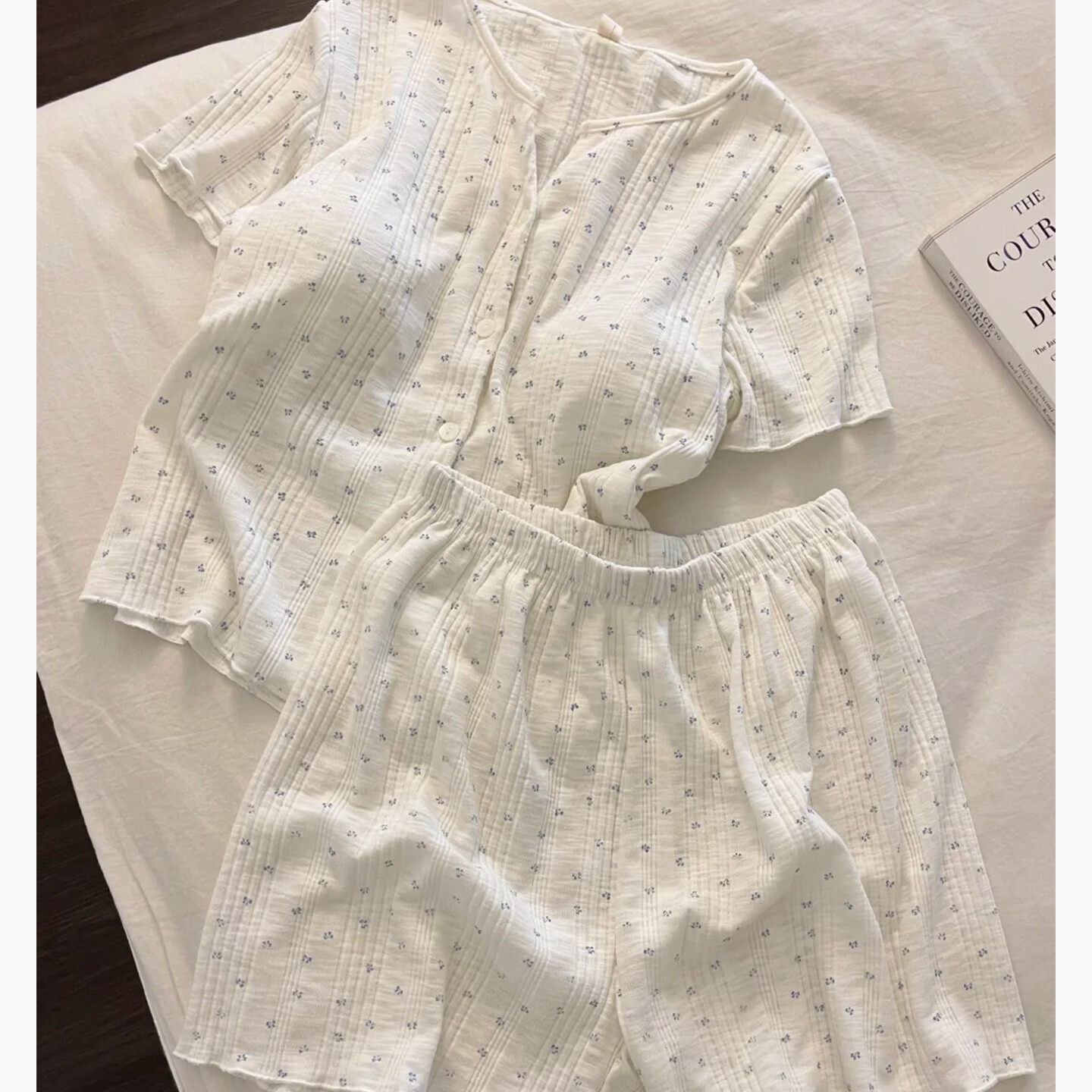 缪黛 MAULTIAY带胸垫碎花睡衣女夏季新款日系甜美纯欲风高级感短袖可外穿家居服 柔软亲肤 《少量现货》 M