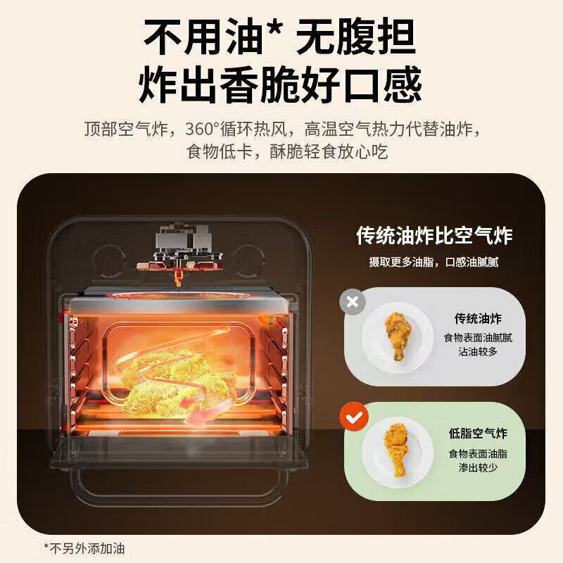 comfee美的(Midea)【5w+人回购】空气炸锅蒸烤一体升大容量可视化免翻面烤箱蒸烤炸烤箱微波炉2026新款 米白色 30L 【升级旋钮 +一件预约】