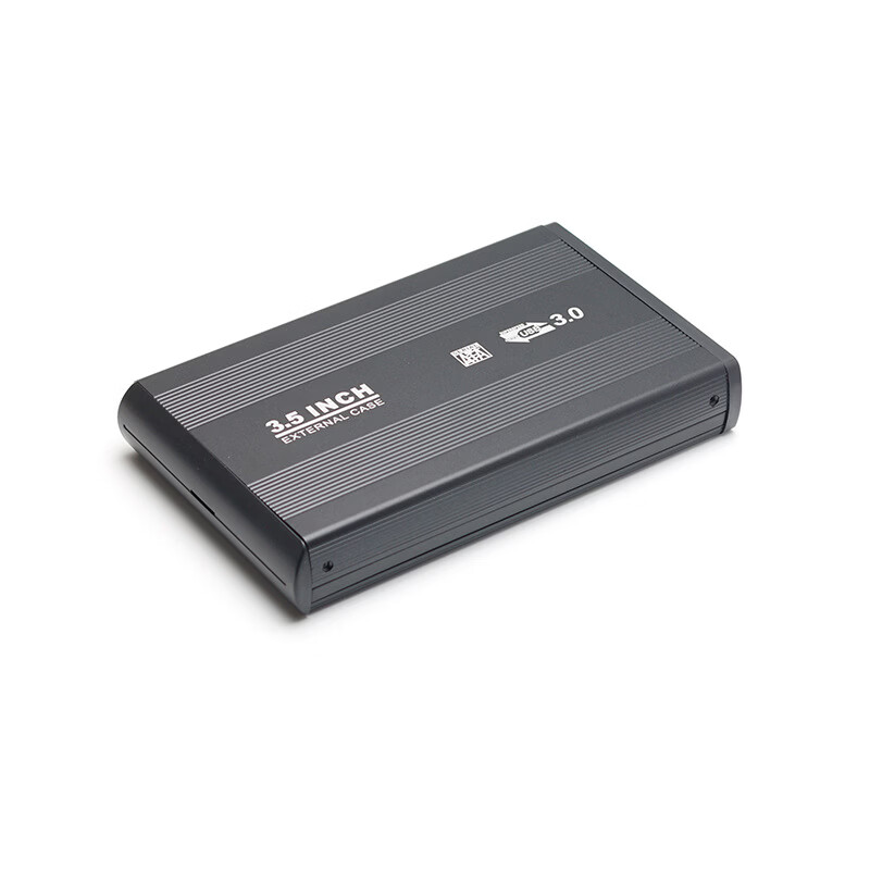 NA批发3.5寸金属硬盘盒台式机SATA转USB3.0固态SSD笔记本硬盘盒子 3.5寸斜边带插条黑色