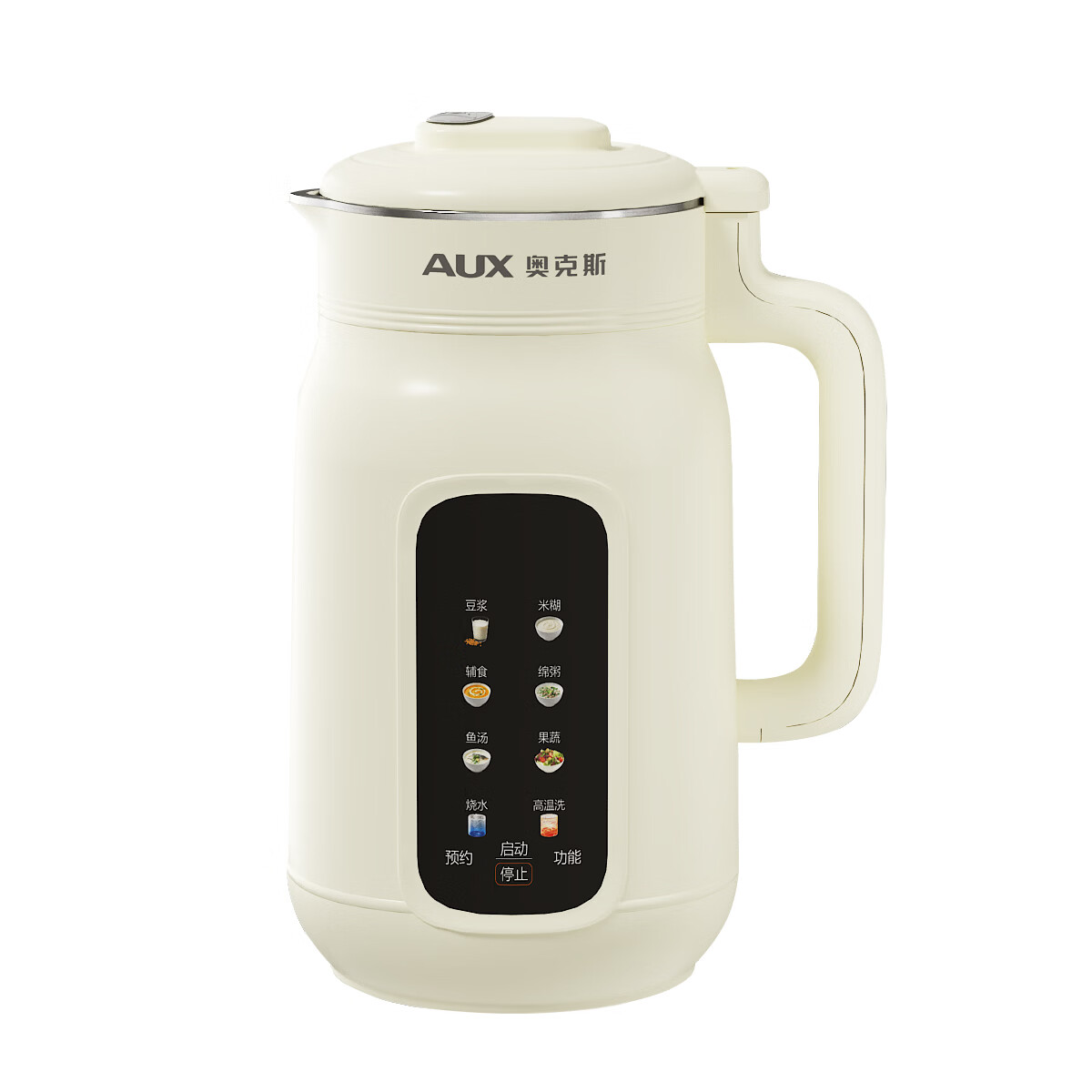 奥克斯（AUX）豆浆机破壁机家用1.7L大容量4-6人多功能全自动免煮保温2026新款静音不锈钢内胆直打辅食杂粮料理 米白色 1.7L 智能全自动可预约