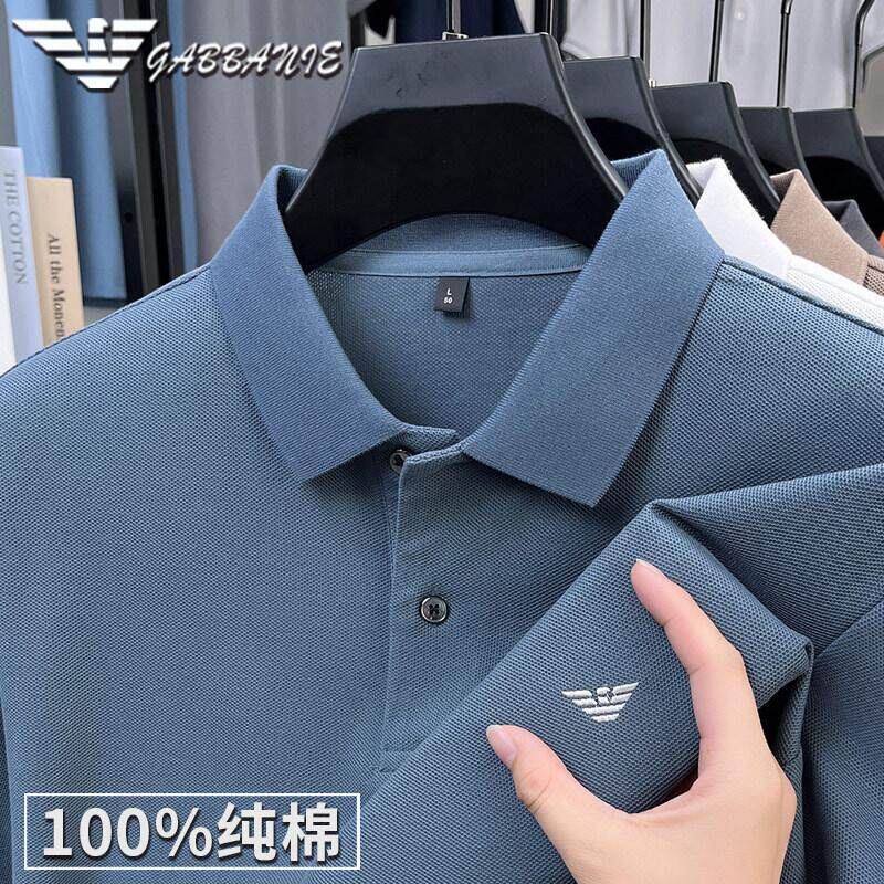 阿玛尼（ARMANI）意大利正品感高端短袖t恤男纯棉上衣夏季新款丝光棉翻领polo衫 十大奢侈品男装国际一线品牌GA_2825灰色 XL 175__【建议140-155斤】