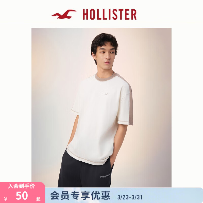HOLLISTER小海鸥图案棉质重磅短袖T恤25夏男装324-5464 奶白色 S (175/92A)