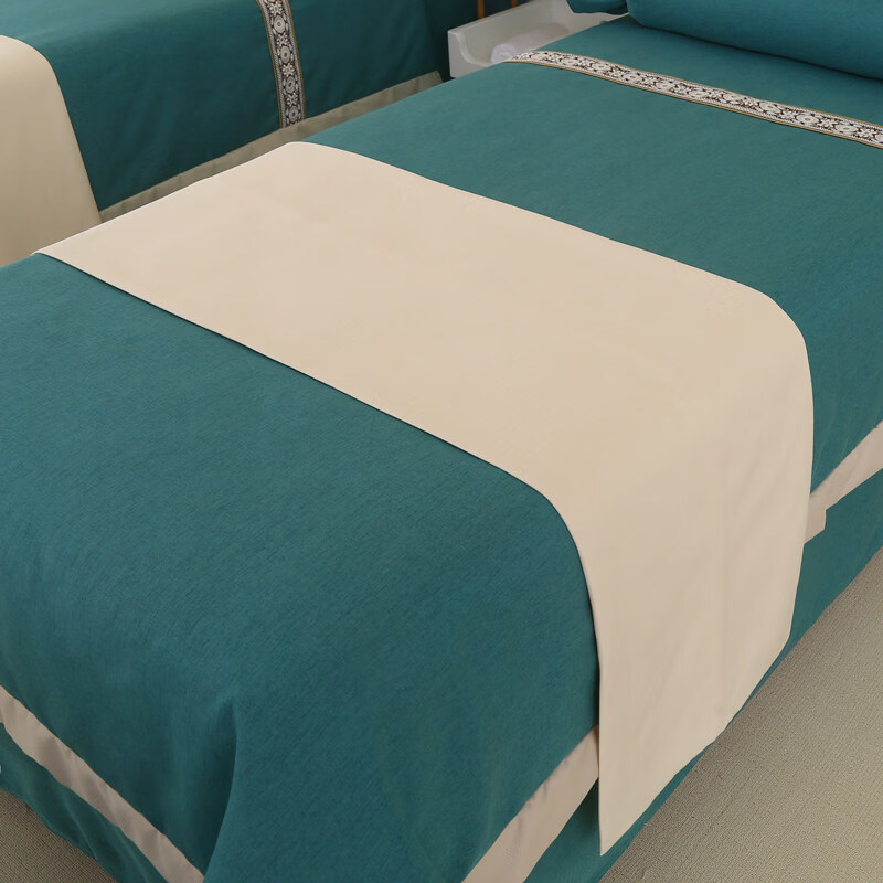 诸匠仕美容床旗四季通用按摩床旗美容院专用床旗配件艾灸按摩单人床床品 棉麻纯色40x150-米白色