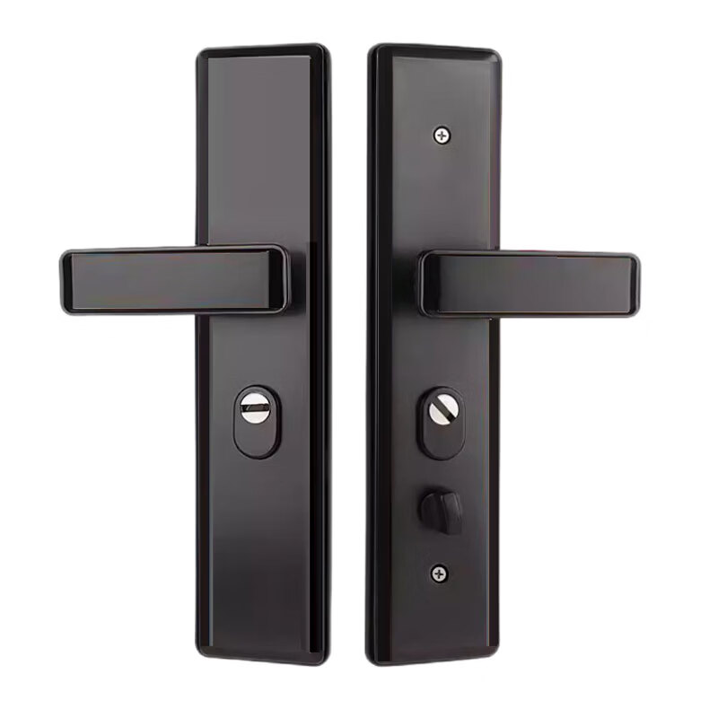 云航防盗门锁套装免费上门安装家用通用大门锁超C级锁芯不锈钢门把手 经典黑不锈钢防盗门锁把手