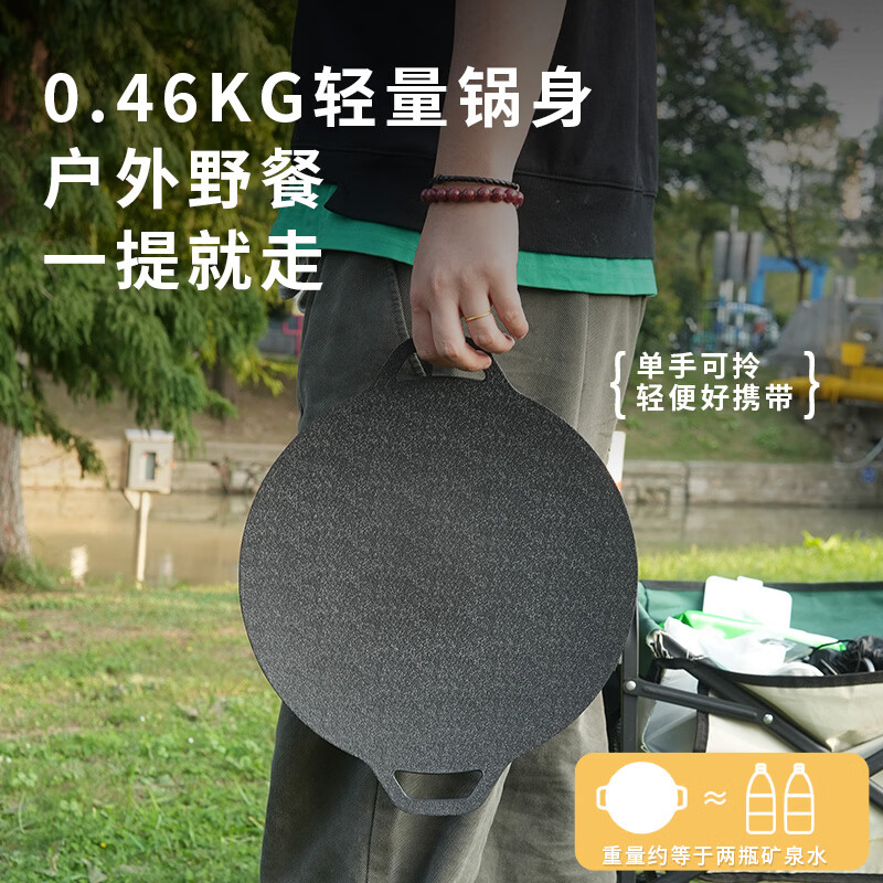 THOMSON户外露营煎盘烤盘韩式烤肉盘卡式炉烧烤盘铁板烧烤肉锅家用 圆烤盘
