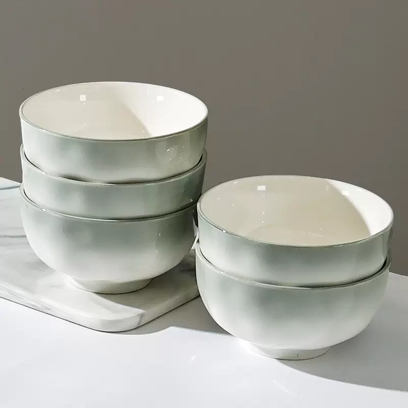 溥畔9.8四只微瑕陶瓷餐具碗盘子饭碗高级感菜盘子面碗沙拉碗汤碗 4.5英寸烟雨谣碗4只微瑕 4.5英寸烟雨谣碗4只微瑕