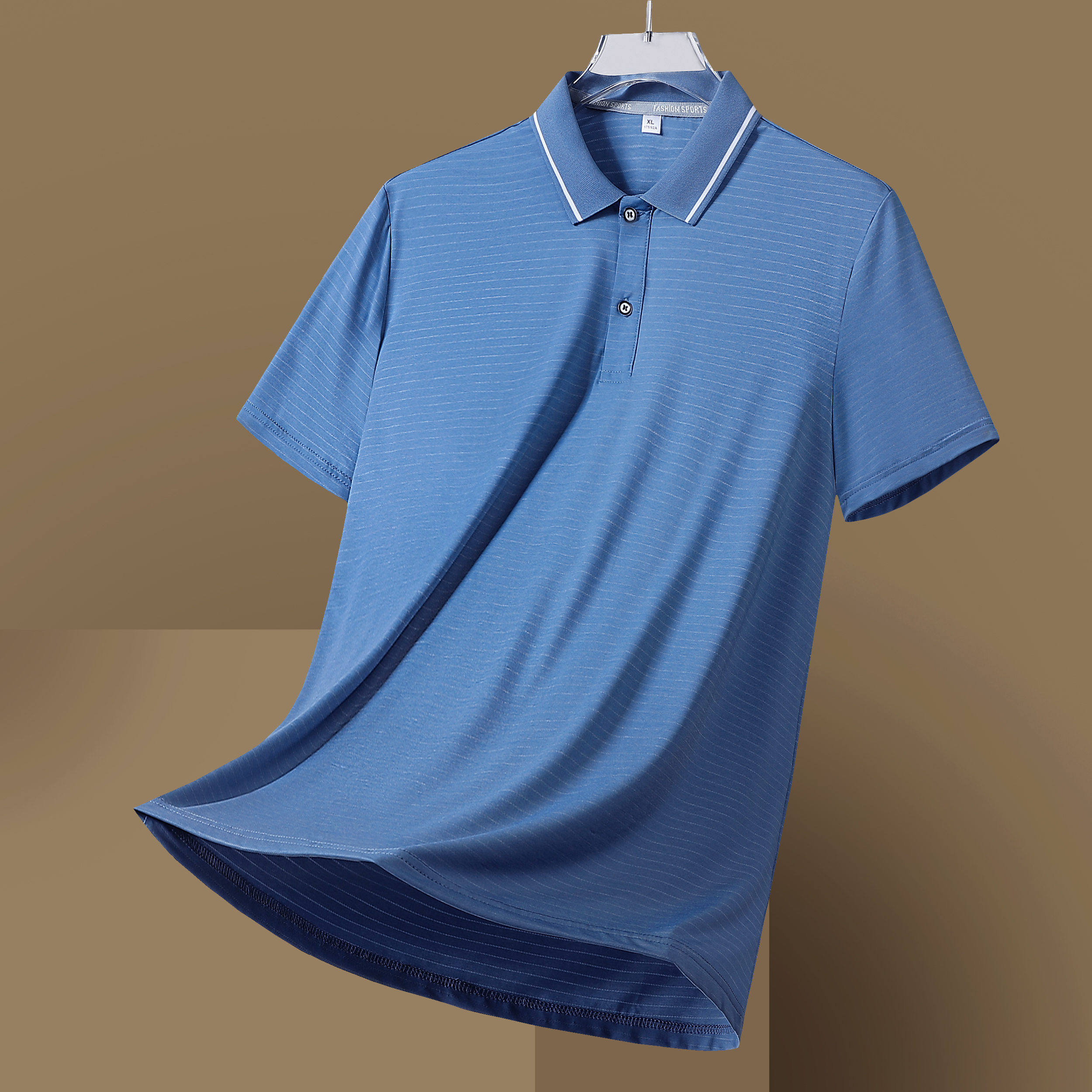 THE ALLEY FAME2026夏季冰丝POLO衫男潮流短袖男大码t恤男商务高端轻奢透气纯色 墨绿色 7XL