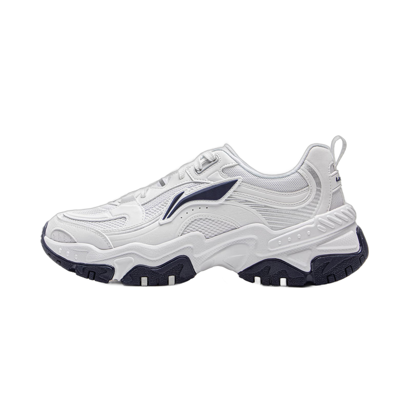 李宁红糖丨休闲鞋男鞋透气复古老爹鞋通勤减震回弹百搭厚底增高运动鞋 【红糖大logo】白/银色(127款)-3 42