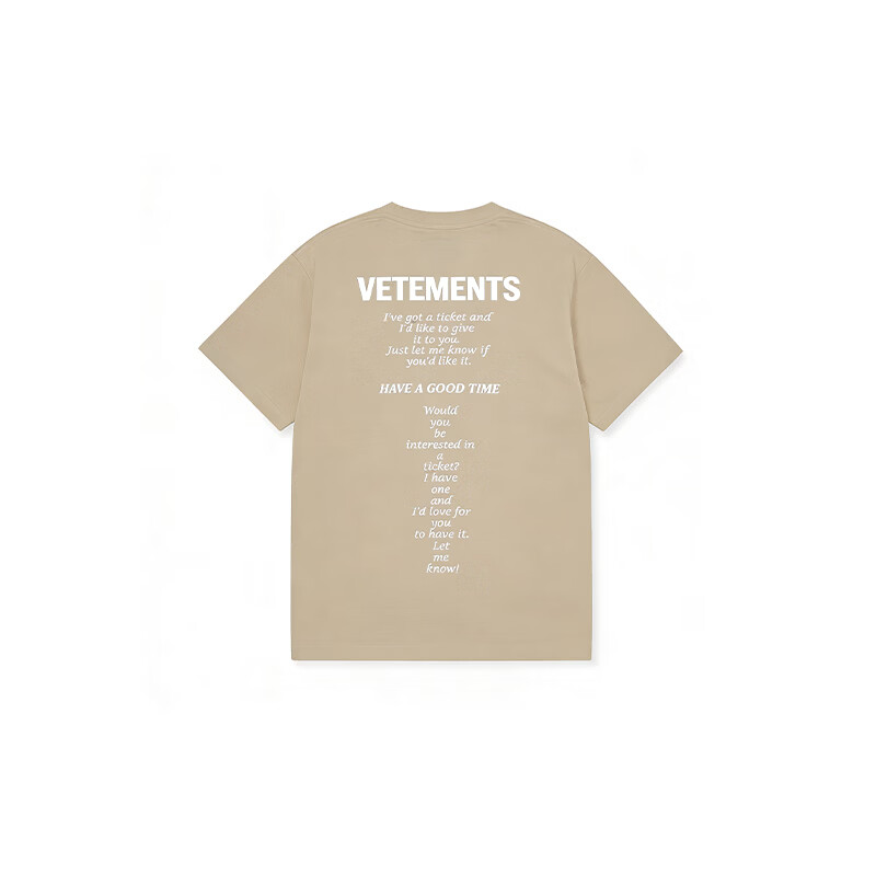 VETEMENTS票据标签 26年夏季新款潮流设计感短袖t恤轻奢高档端休闲宽松半袖 浮岩灰 L