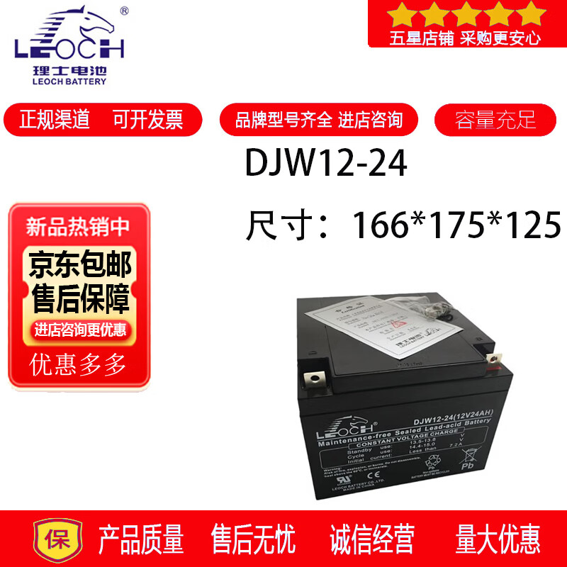 理士LEOCH理士蓄电池DJW12-24铅酸密封免维护电梯用消防设备UPS电源12V24AH 理士蓄电池