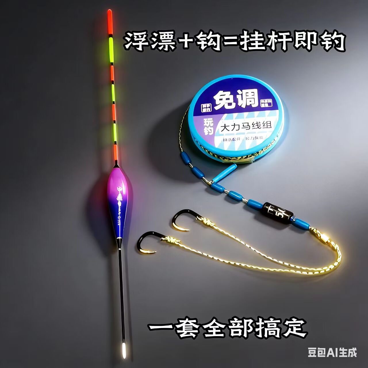 立漂免调大力马线组鱼钩双钩线组成品子线套装PE沉水防咬主线线组 3.6米【4卷】送一支浮漂+收纳盒 主线2.5+子线2.0+6号钩