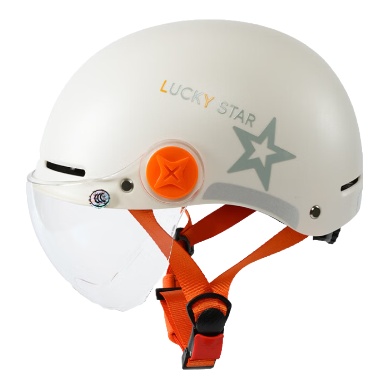 绿源（Luyuan）电动车头盔A类男女通用自行电瓶车骑行夏季半盔摩托机车安全帽 轻量化新品/3C护目镜-卡其 均码