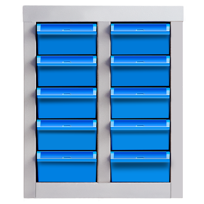 钱柜 零件柜 矮柜储物柜抽屉柜工具柜车间元件整理柜带锁 蓝色ABS内盒 10抽