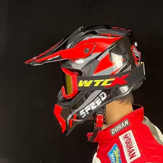 WTCX越野盔头盔拉力山地骑行摩托车全盔男女机车四季通用新国标3C 亮黑(WTCX风镜) XXL