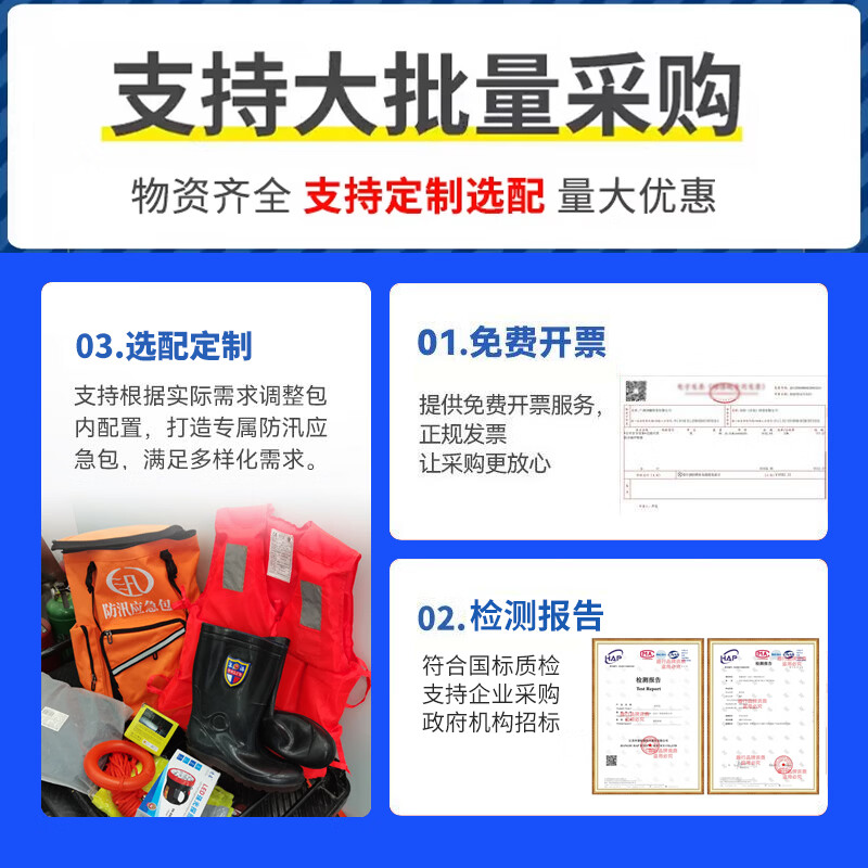 趣行防汛福建五小件应急救援包抗洪物资家用水灾雨季巡防救生装备汛期 防汛五小件+双肩背包【市政升级版】